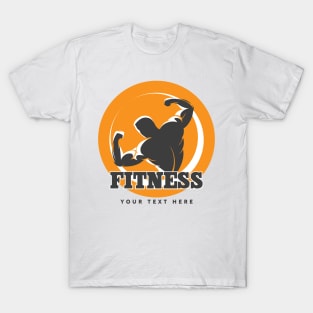 Posing Bodybuilder Fitness Emblem. T-Shirt
